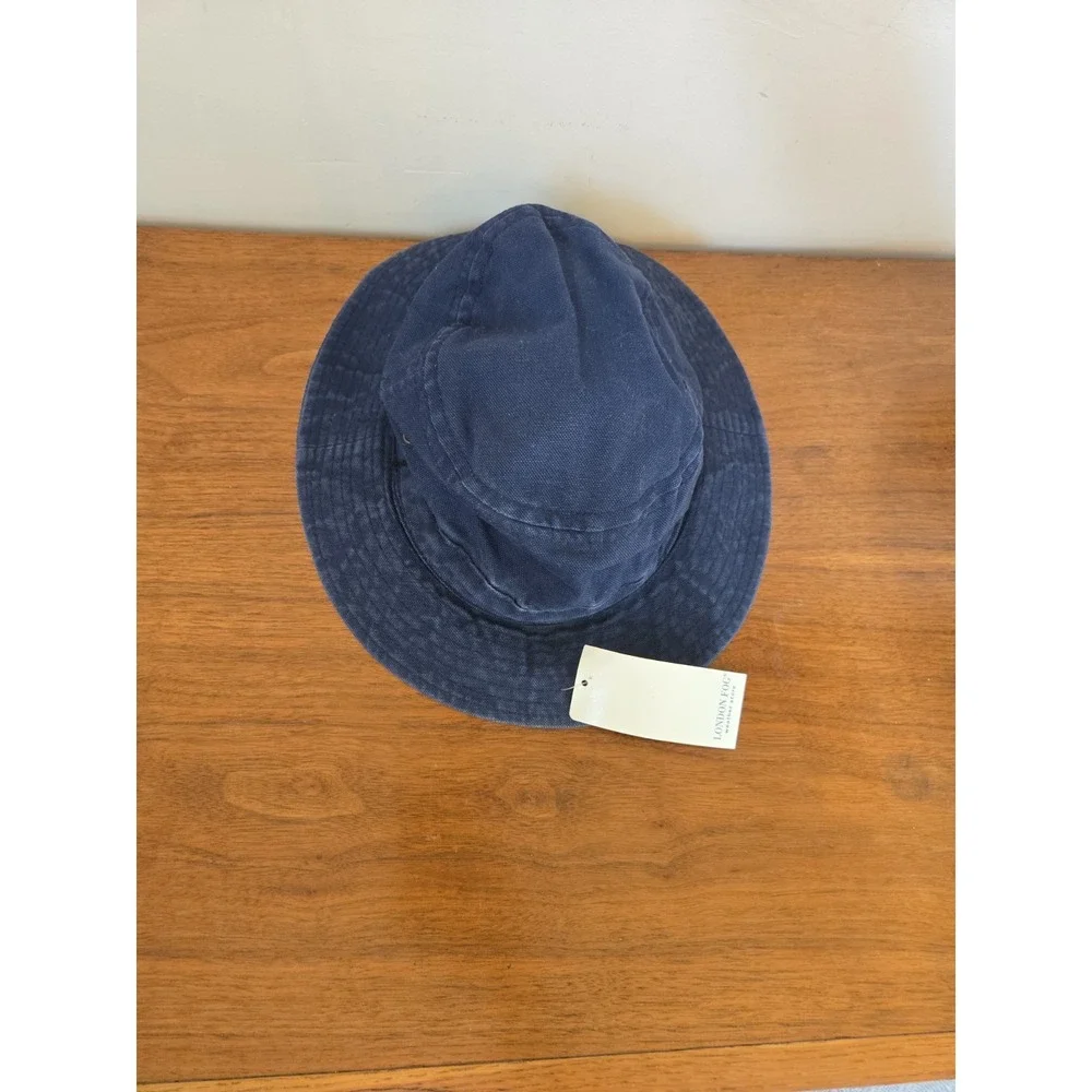 Vintage London Fog Weather Wear Canvas Bucket Hat Navy Blue Mens M Made in USA